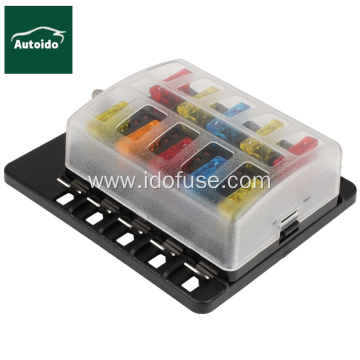 10-Way Blade Fuse Box Holder With LED ATO
